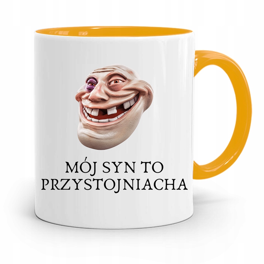 Kubek Żółty Prezent Dla Syna Syn Przystojniacha Z Nadrukiem Ze Zdjęciem