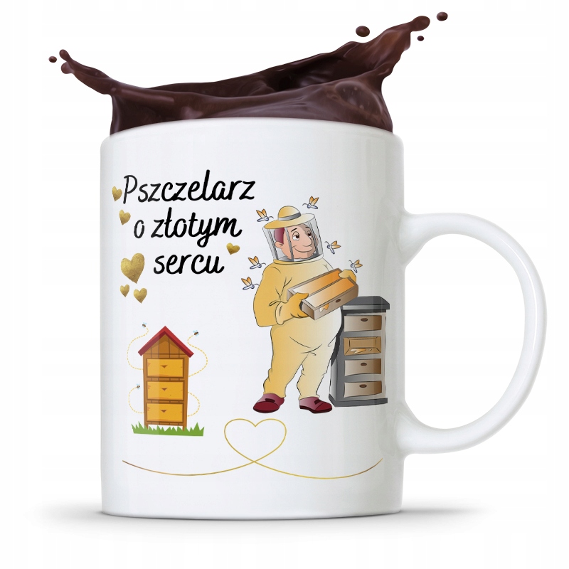 Kubek Prezent Dla Pszczelarza O Złotym Sercu Z Nadrukiem Ze Zdjęciem