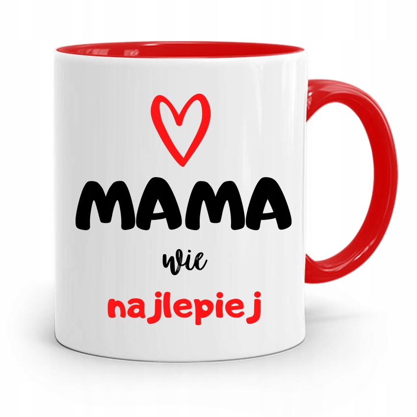 Kubek Czerwony Prezent Dla Mamy Mama Wie Najlepiej Z Nadrukiem Ze Zdjęciem