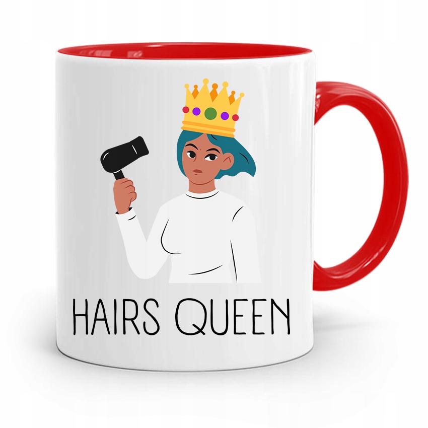 Kubek Czerwony Fryzjera Fryzjerki Hairs Queen Z Nadrukiem Ze Zdjęciem