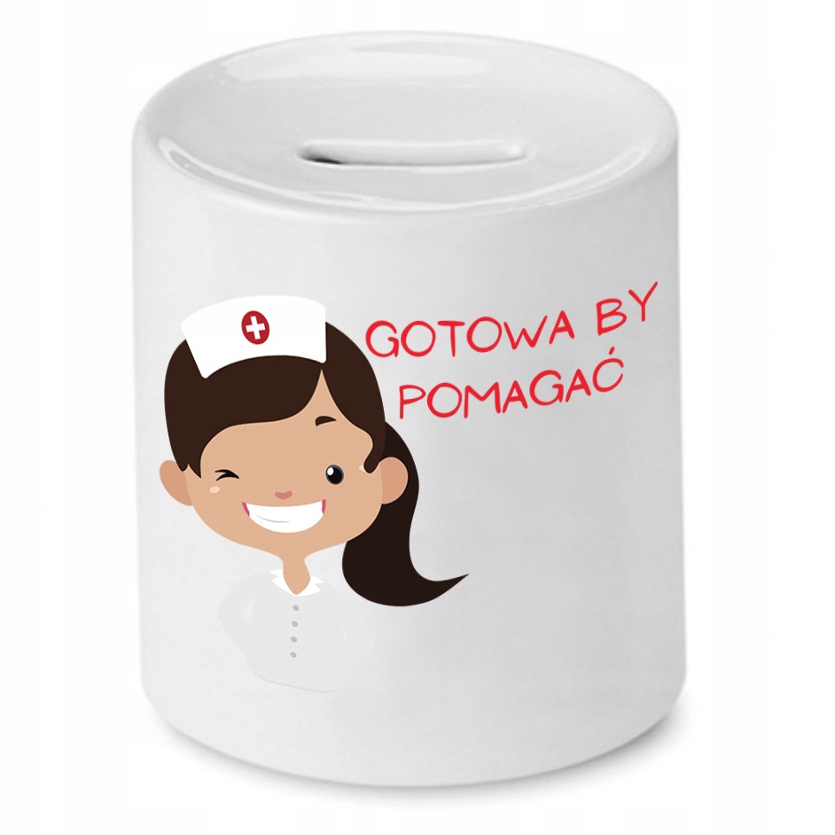 Skarbonka Dla Pielęgniarki Gotowa By Pomagać Z Nadrukiem Ze Zdjęciem