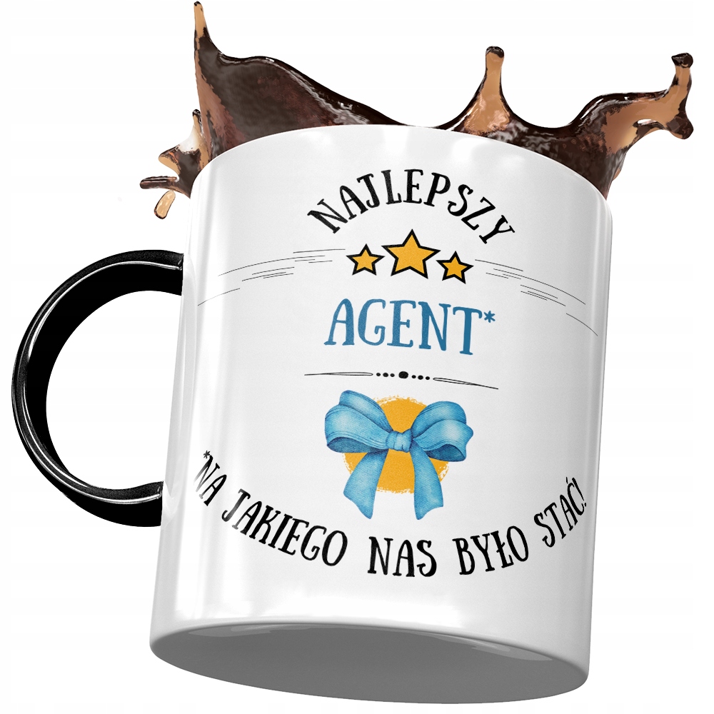 Kubek Czarny Dla Agenta Najlepszy Agent Prezent Z Nadrukiem Ze Zdjęciem