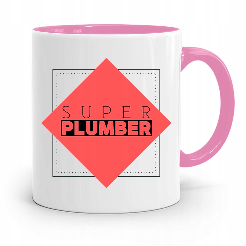 Kubek Różowy Prezent Dla Hydraulika Super Plumber Z Nadrukiem Ze Zdjęciem