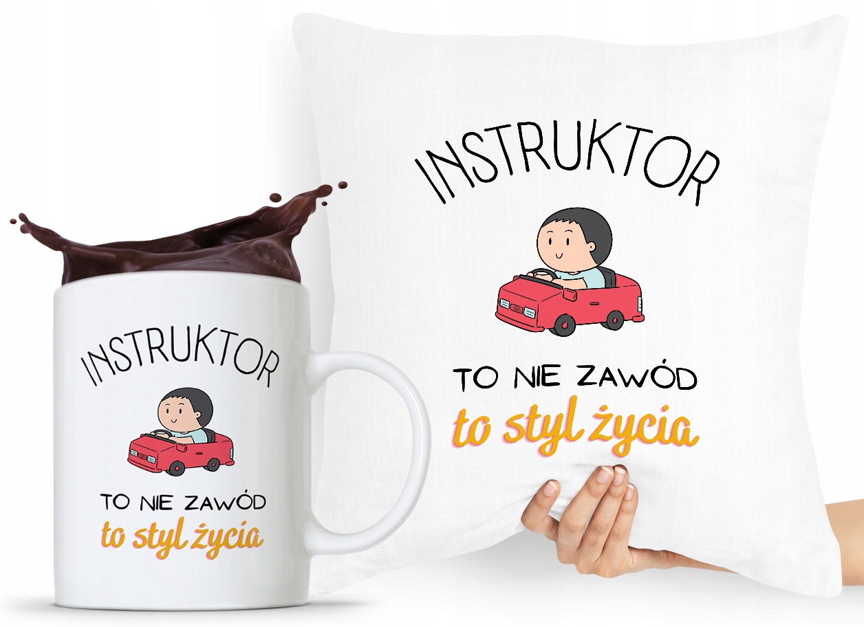 Dla Instruktora Zestaw Poduszka + Kubek Prezent Z Nadrukiem Ze Zdjęciem