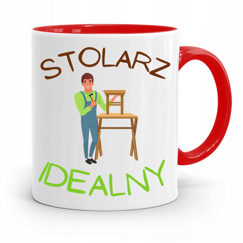Kubek Czerwony Dla Stolarza Stolarz Idealny Z Nadrukiem Ze Zdjęciem
