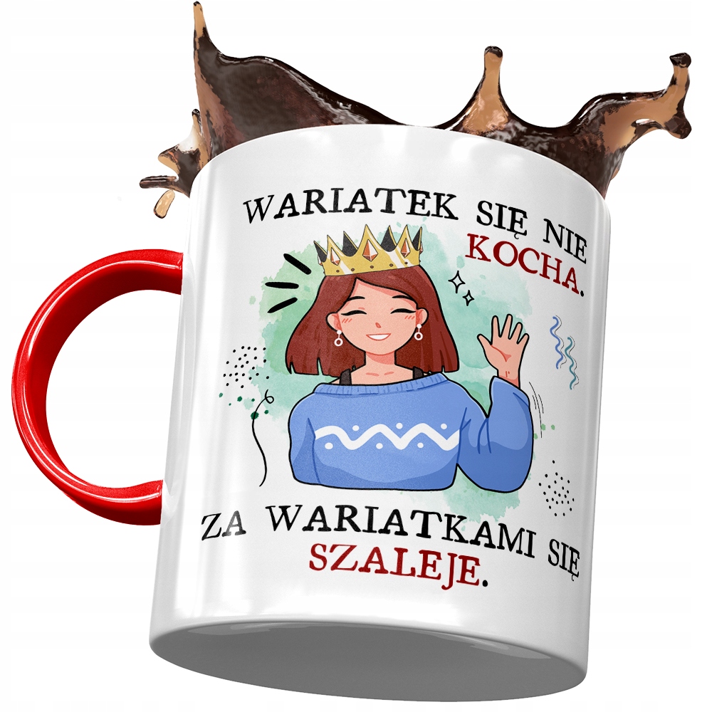 Kubek Czerwony Śmieszny Wariatek Się Nie Kocha Z Nadrukiem Ze Zdjęciem