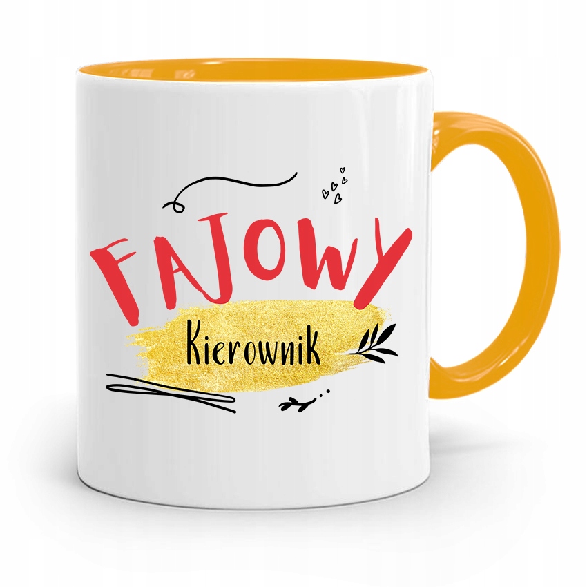 Kubek Żółty Dla Kierownika Fajowy Kierownik Z Nadrukiem Ze Zdjęciem