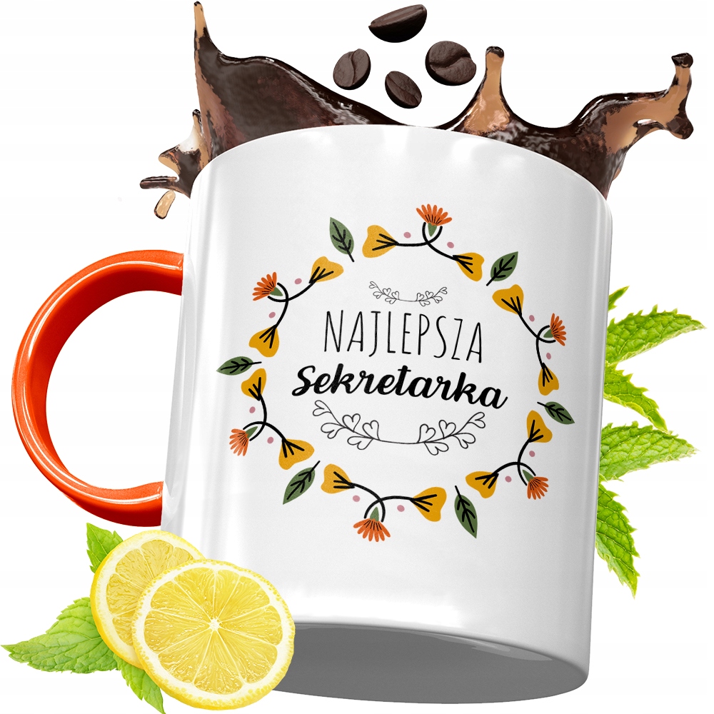 Kubek Pomarańczowy Dla Sekretarki Prezent Z Nadrukiem Ze Zdjęciem