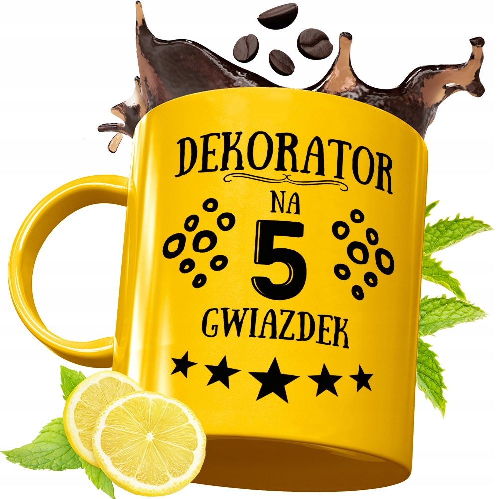 Złoty Kubek Premium Dla Dekoratora Prezent Z Nadrukiem Ze Zdjęciem