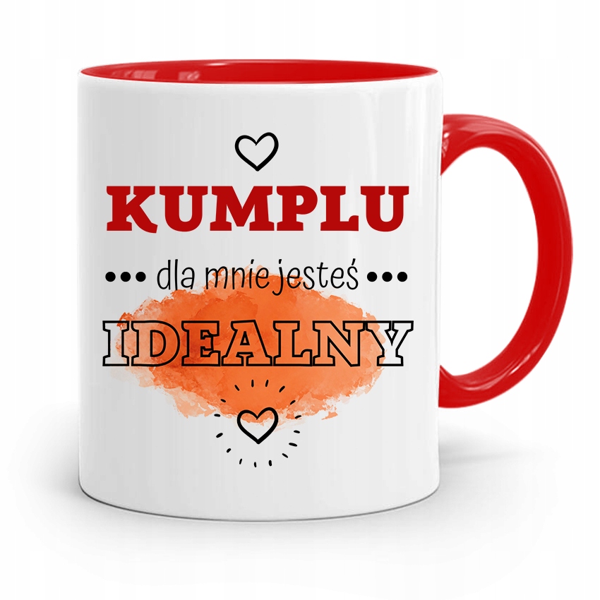 Kubek Czerwony Dla Przyjaciela Idealny Kumpel Z Nadrukiem Ze Zdjęciem