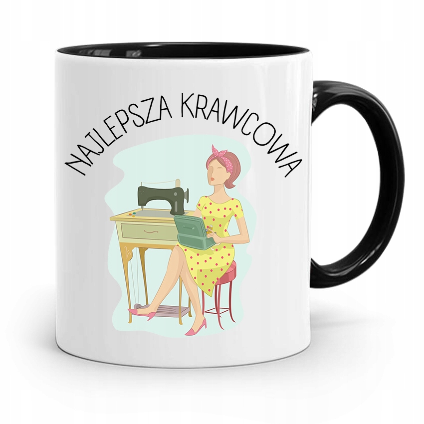 Kubek Czarny Krawcowej Krawca Najlepsza Krawcowa Z Nadrukiem Ze Zdjęciem