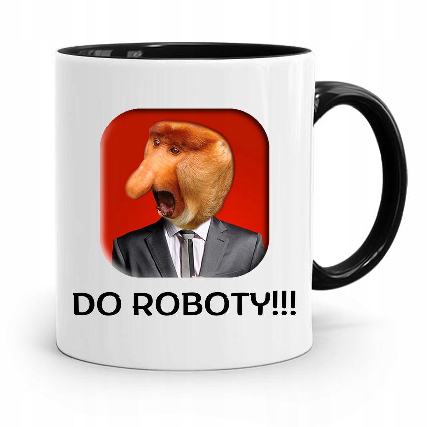 Kubek Czarny Śmieszny Nosacz Janusz Do Roboty Z Nadrukiem Ze Zdjęciem