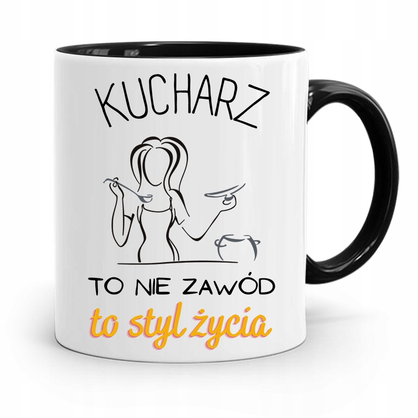 Kubek Czarny Dla Kucharza Nie Zawód To Styl Życia Z Nadrukiem Ze Zdjęciem