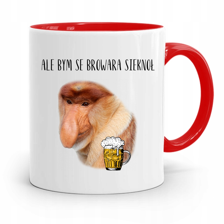 Kubek Czerwony Nosacz Janusz Browara Sieknoł Z Nadrukiem Ze Zdjęciem