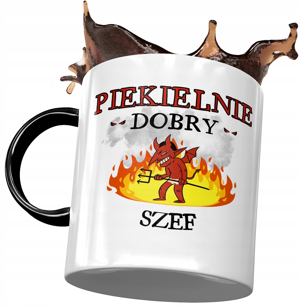 Kubek Czarny Szefa Piekielnie Dobry Szef Z Nadrukiem Ze Zdjęciem