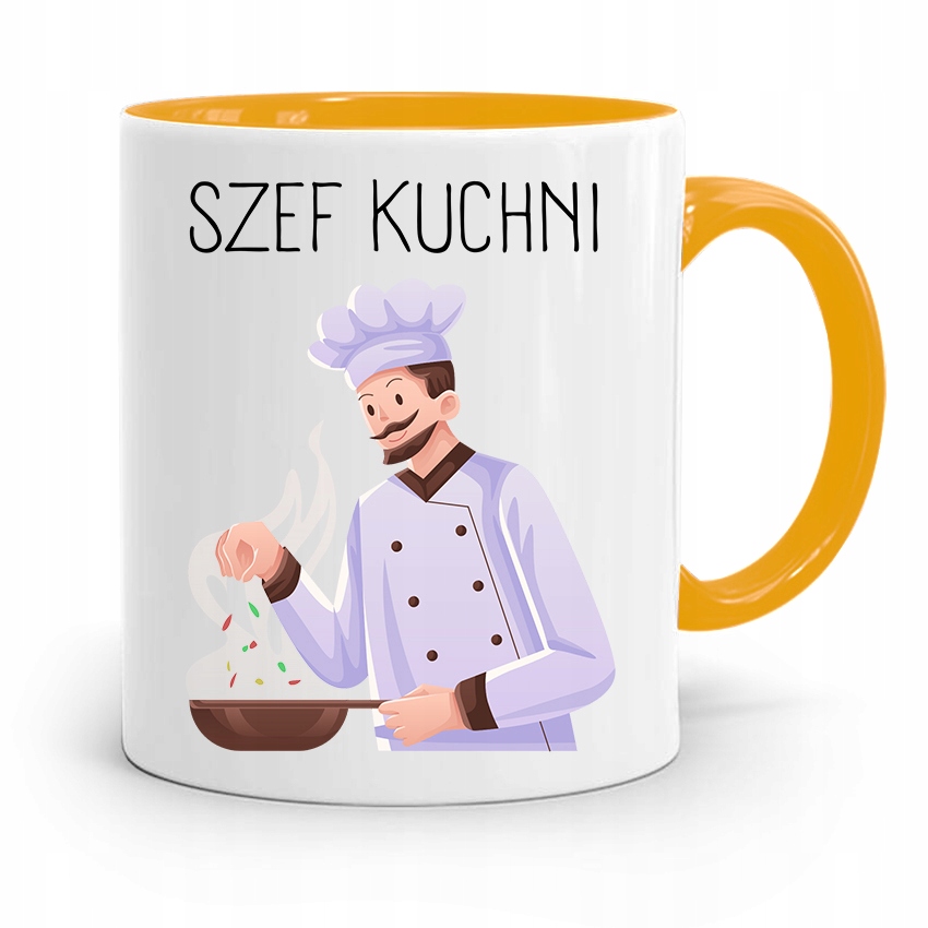 Kubek Żółty Dla Kucharza Kucharki Szef Kuchni Z Nadrukiem Ze Zdjęciem