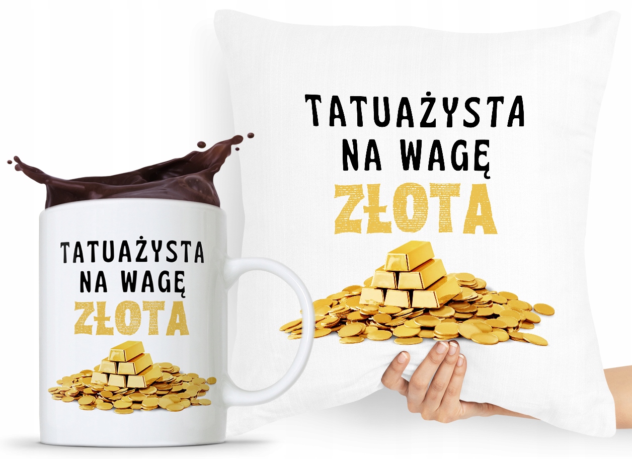 Zestaw Poduszka + Kubek Dla Tatuażysty Prezent Z Nadrukiem Ze Zdjęciem