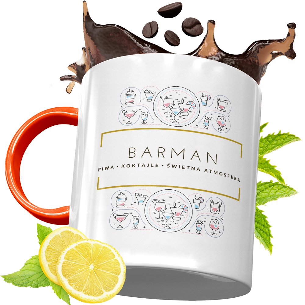 Kubek Pomarańczowy Dla Barmana Prezent Z Nadrukiem Ze Zdjęciem