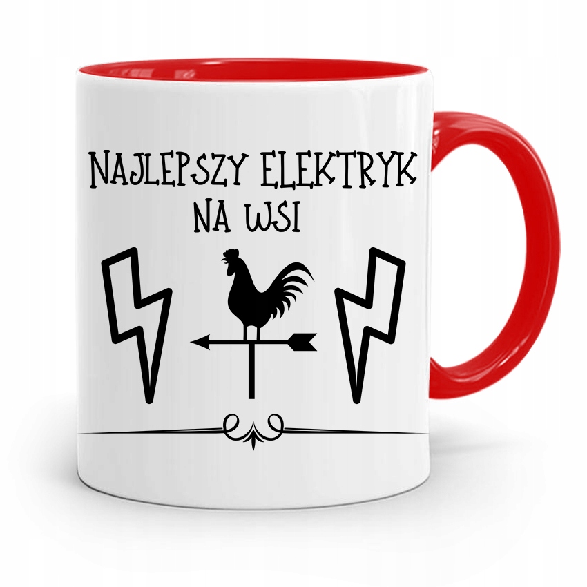 Kubek Czerwony Dla Elektryka Najlepszy Na Wsi Z Nadrukiem Ze Zdjęciem