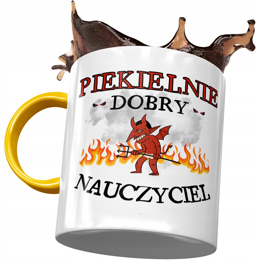 Kubek Żółty Dla Nauczyciela Piekielnie Dobry Z Nadrukiem Ze Zdjęciem