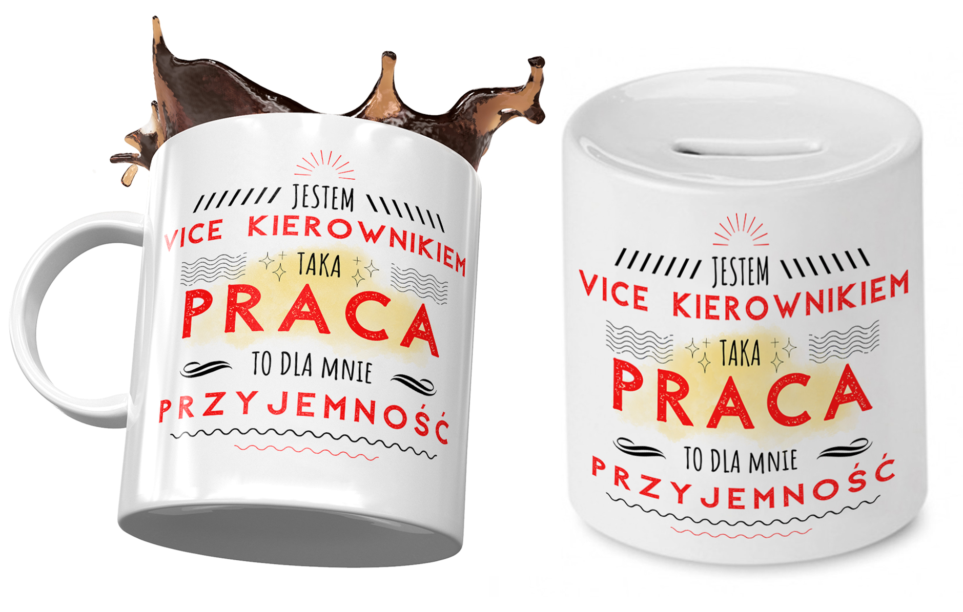 Dla Vice Kierownika Zestaw Kubek + Skarbonka Z Nadrukiem Ze Zdjęciem