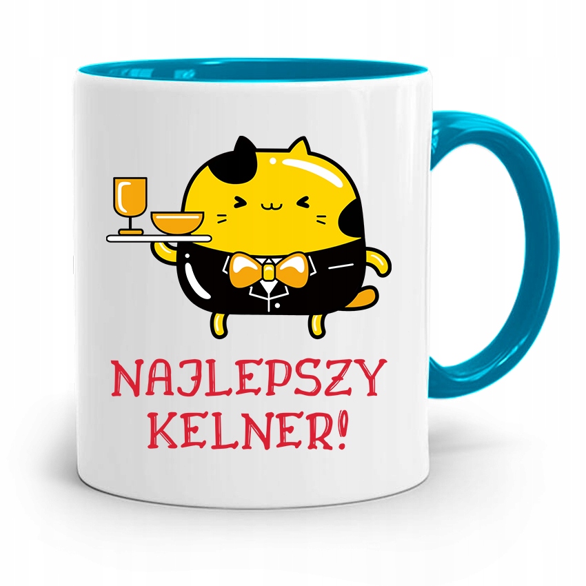 Dla Kelnera Kubek Błękitny Najlepszy Kelner! Z Nadrukiem Ze Zdjęciem