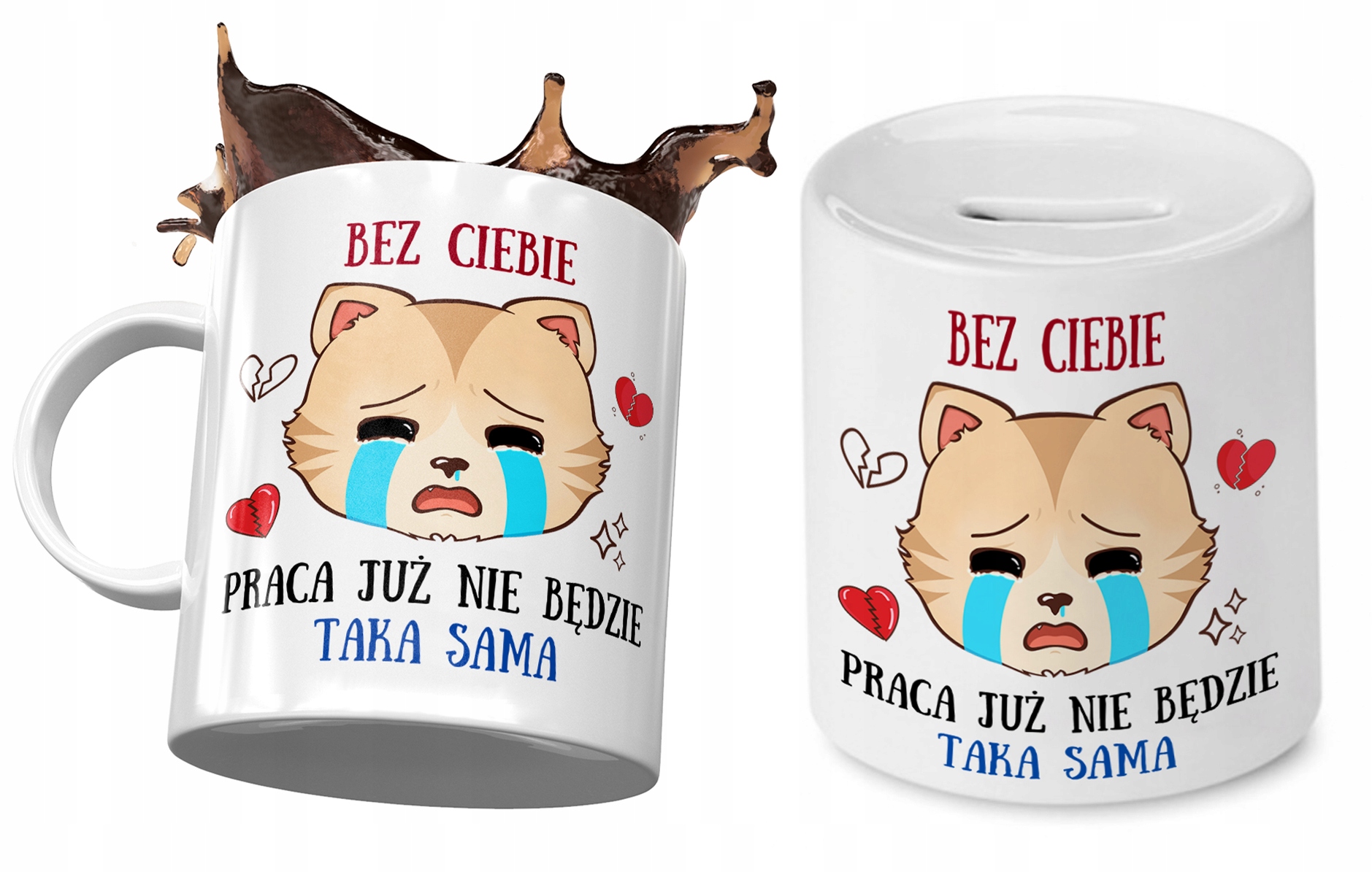 Pożegnanie Z Pracy Zestaw Kubek + Skarbonka Z Nadrukiem Ze Zdjęciem