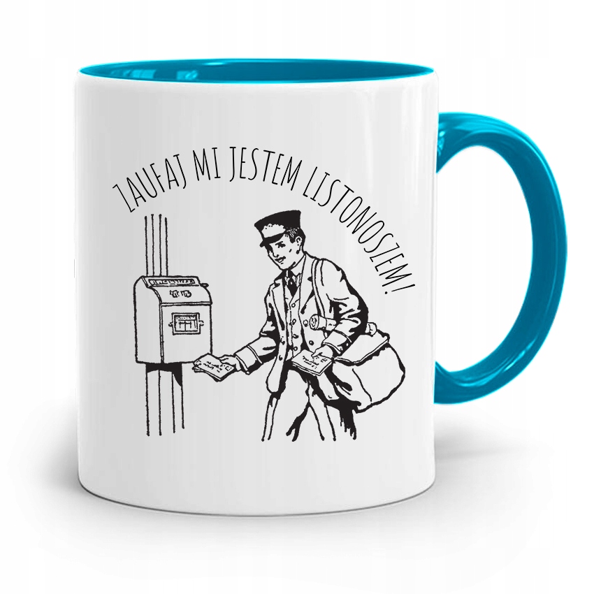 Kubek Błękitny Prezent Dla Listonosza Zaufaj Mi Z Nadrukiem Ze Zdjęciem