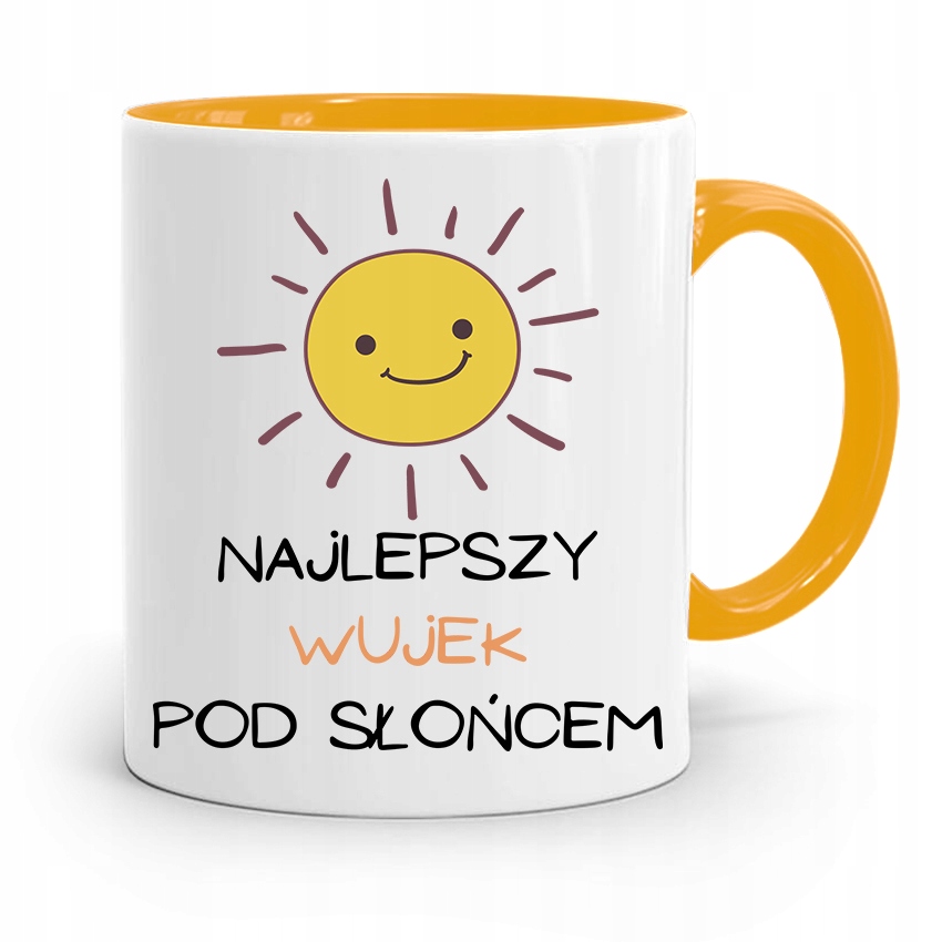 Kubek Żółty Prezent Wujka Najlepszy Pod Słońcem Z Nadrukiem Ze Zdjęciem