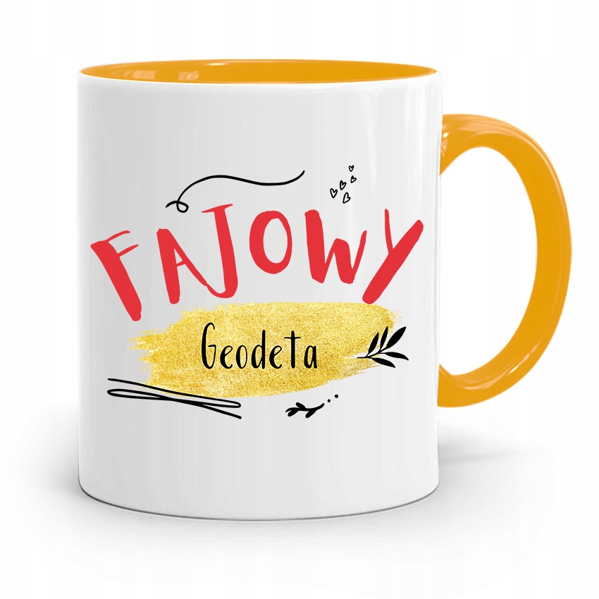 Kubek Żółty Dla Geodety Fajowy Geodeta Prezent Z Nadrukiem Ze Zdjęciem