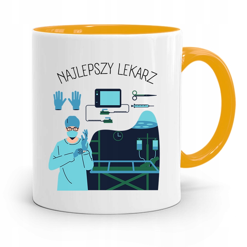 Kubek Żółty Dla Doktora Najlepszy Lekarz Prezent Z Nadrukiem Ze Zdjęciem