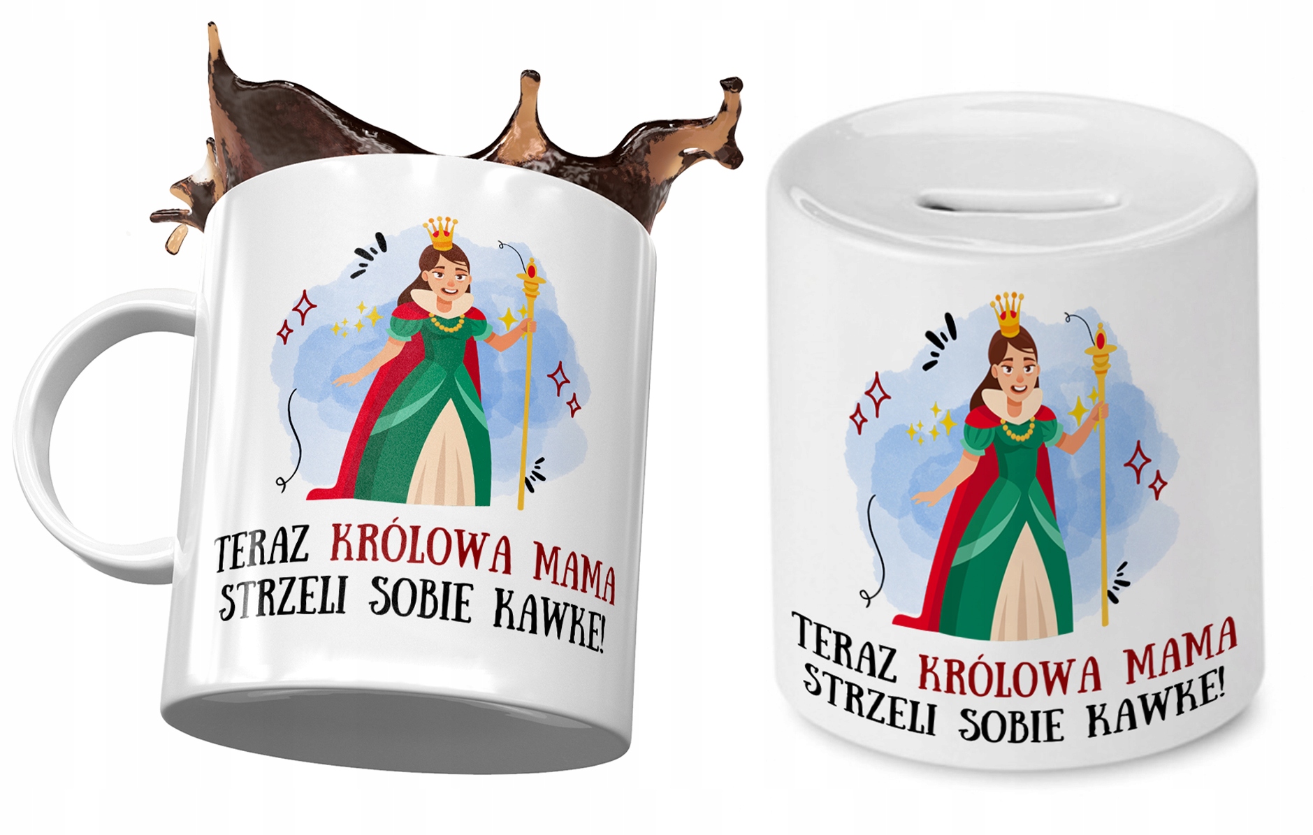 Dla Mamy Zestaw Kubek + Skarbonka Prezent Z Nadrukiem Ze Zdjęciem