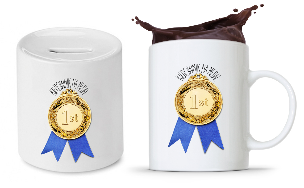 Dla Kierownika Zestaw Kubek + Skarbonka Prezent Z Nadrukiem Ze Zdjęciem