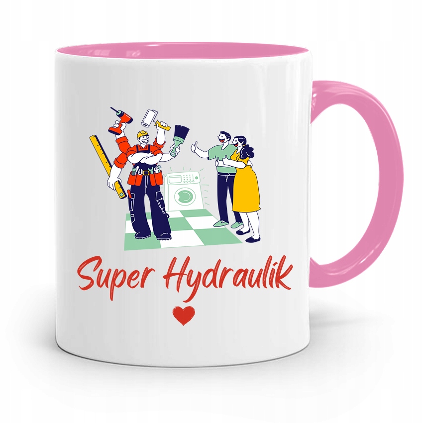 Kubek Różowy Prezent Dla Super Hydraulika Z Nadrukiem Ze Zdjęciem
