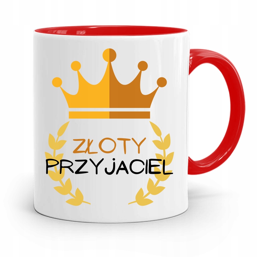 Kubek Czerwony Dla Przyjaciela Złoty Przyjaciel Z Nadrukiem Ze Zdjęciem