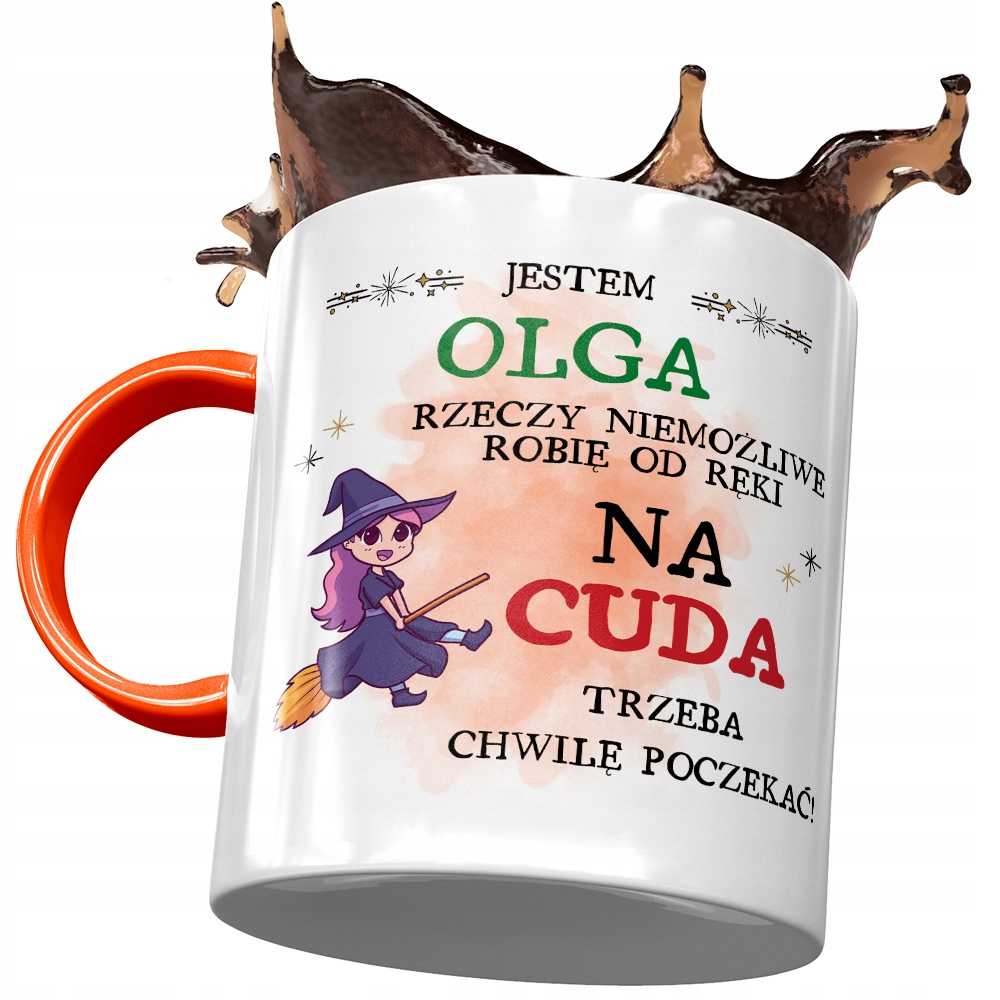 Kubek Pomarańczowy Dla Olgi Koleżanki Żony Prezent Z Nadrukiem Ze Zdjęciem