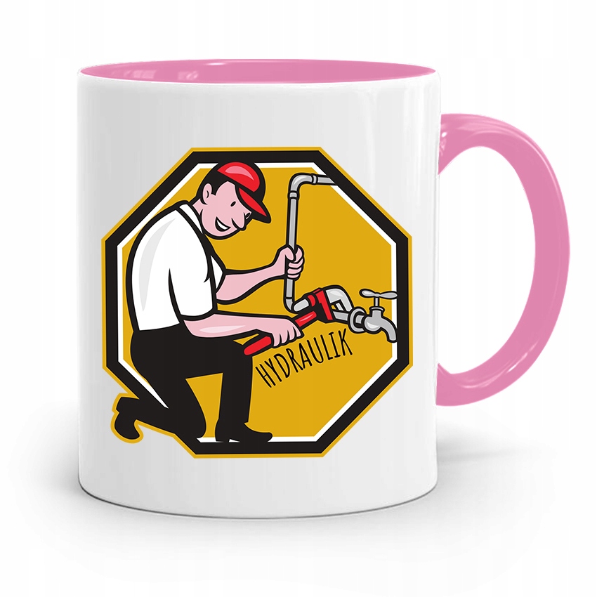 Kubek Różowy Prezent Dla Najlepszego Hydraulika Z Nadrukiem Ze Zdjęciem