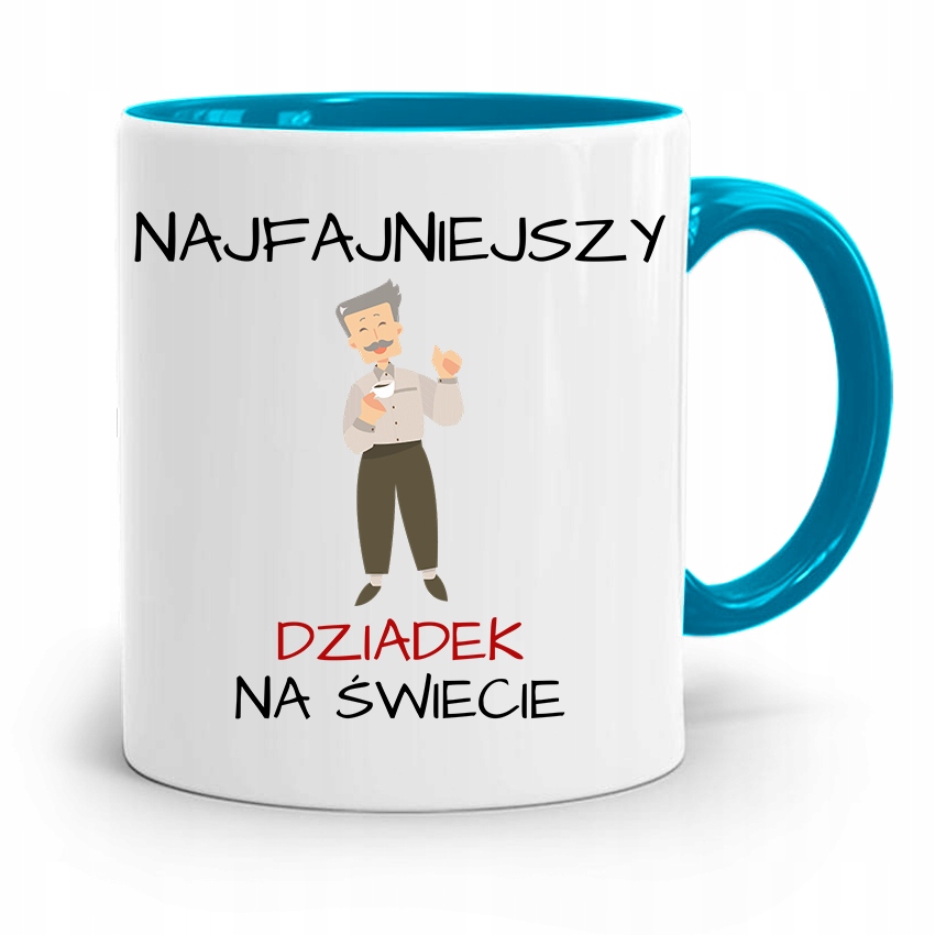 Kubek Błękitny Dzień Dziadka Najfajniejszy Dziadek Z Nadrukiem Ze Zdjęciem