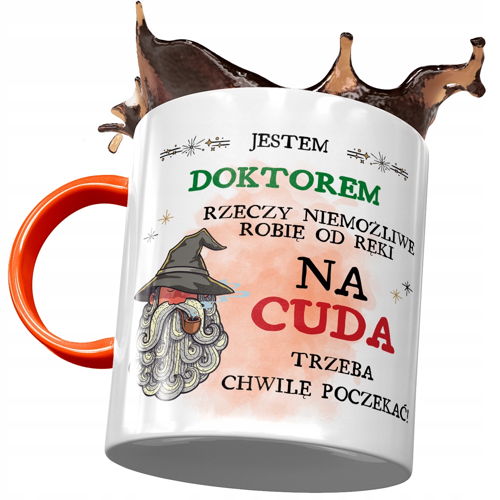 Kubek Pomarańczowy Dla Doktora Jestem Doktorem Z Nadrukiem Ze Zdjęciem