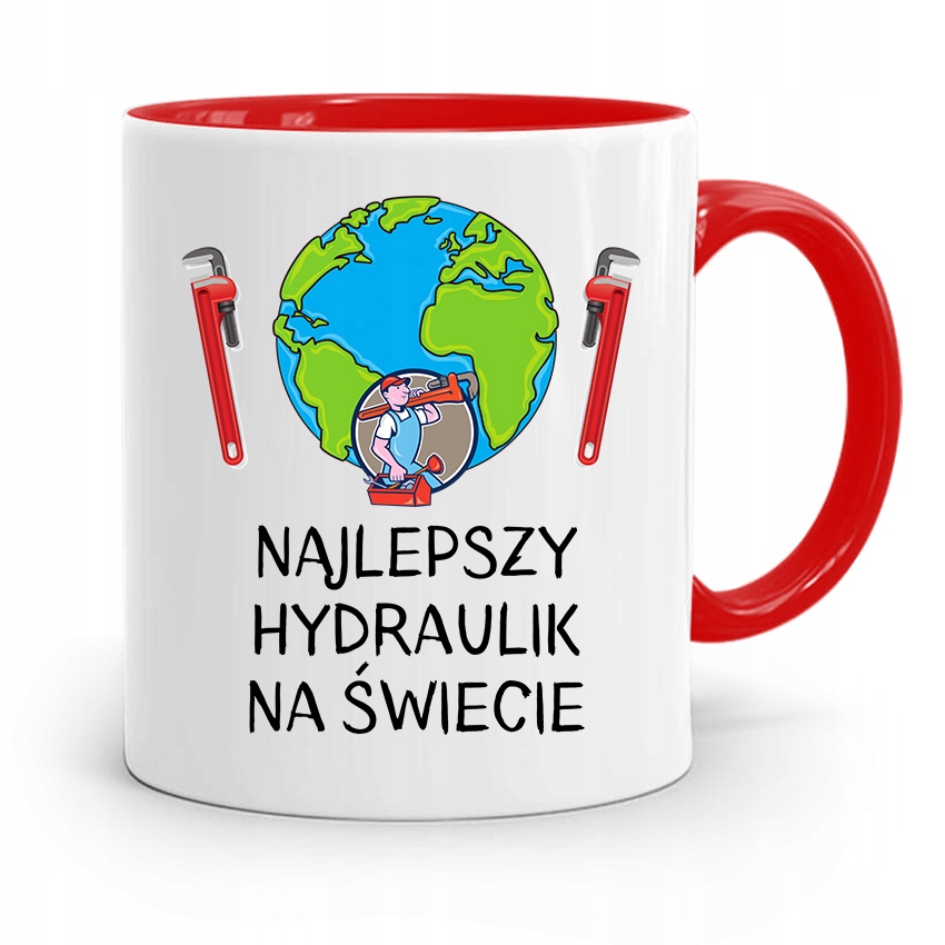 Kubek Czerwony Prezent Dla Hydraulika Najlepszy Z Nadrukiem Ze Zdjęciem