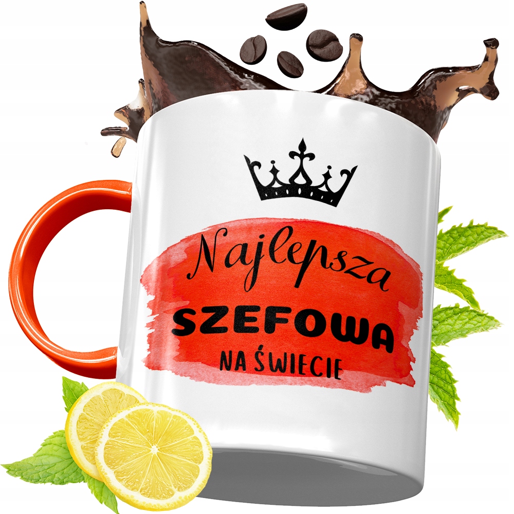 Kubek Pomarańczowy Dla Szefa Prezent Z Nadrukiem Ze Zdjęciem
