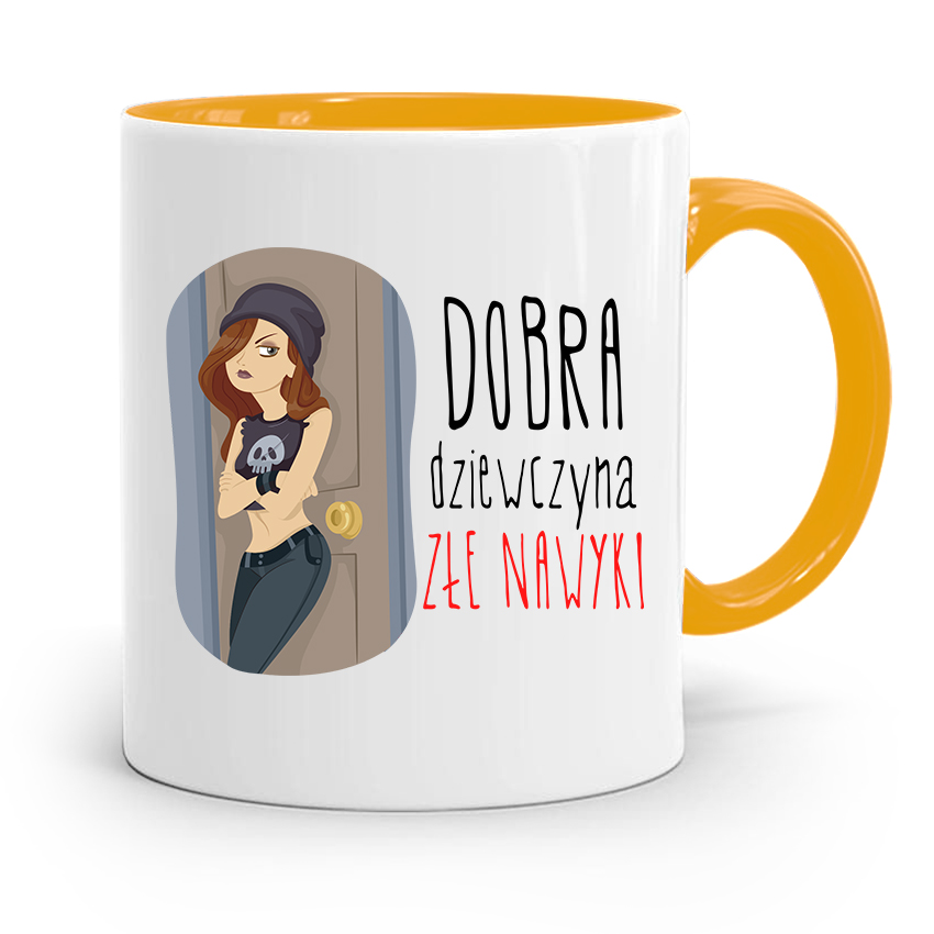 Kubek Żółty Dla Dziewczyny Dobra Dziewczyna Z Nadrukiem Ze Zdjęciem