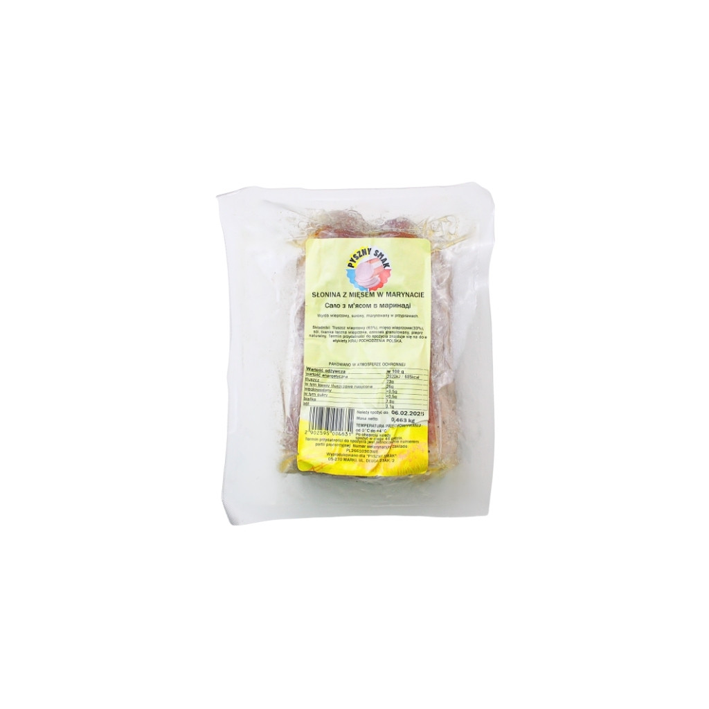 Słonina ukraińska z mięsem pakowana “Pyszny Smak” (450g) luz