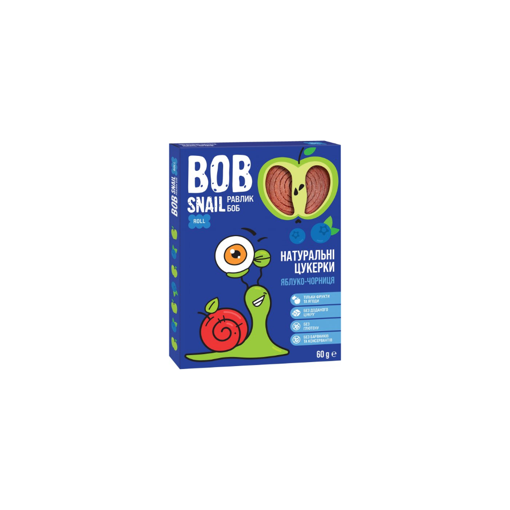 Przekąska owocowa jabłko-borówka “BobSnail” 60g