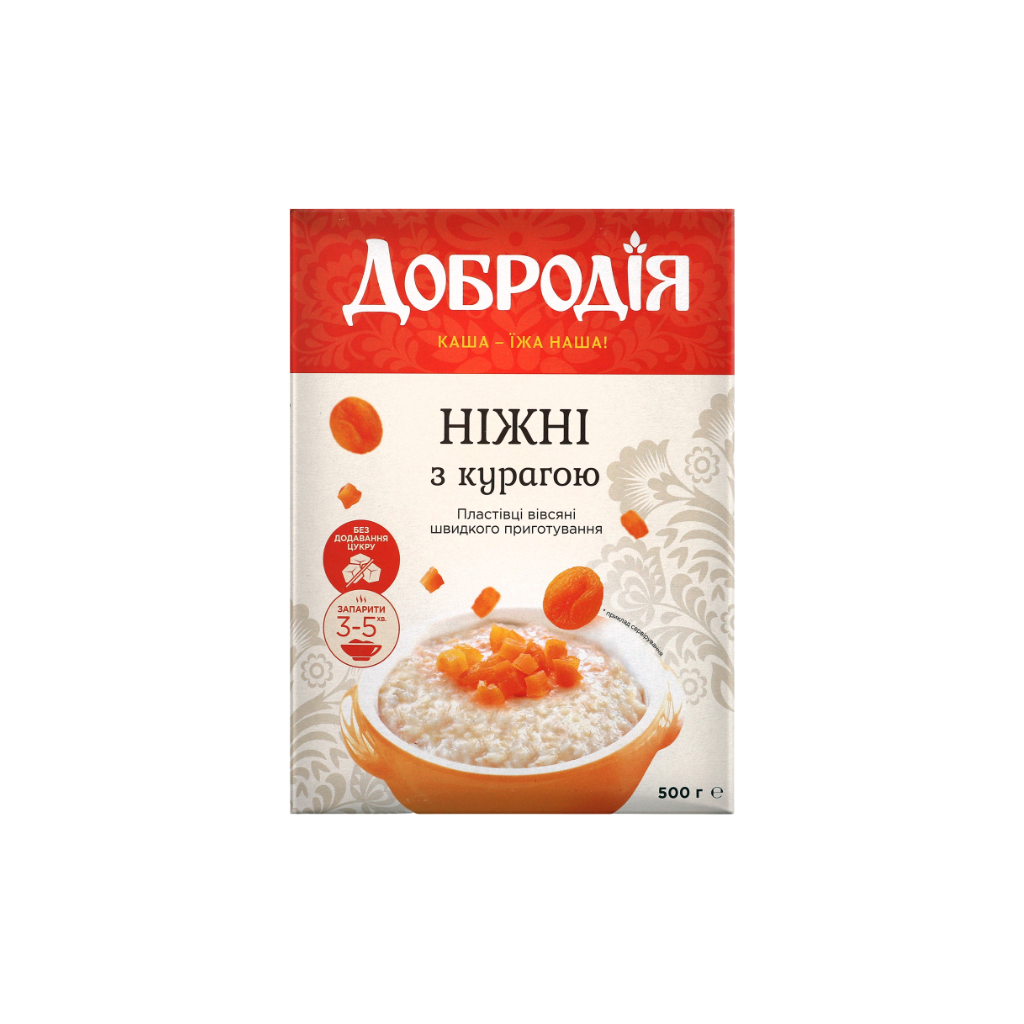Płatki owsiane delikatne z suszoną morelą błyskawiczne “Dobrodiya” 500g