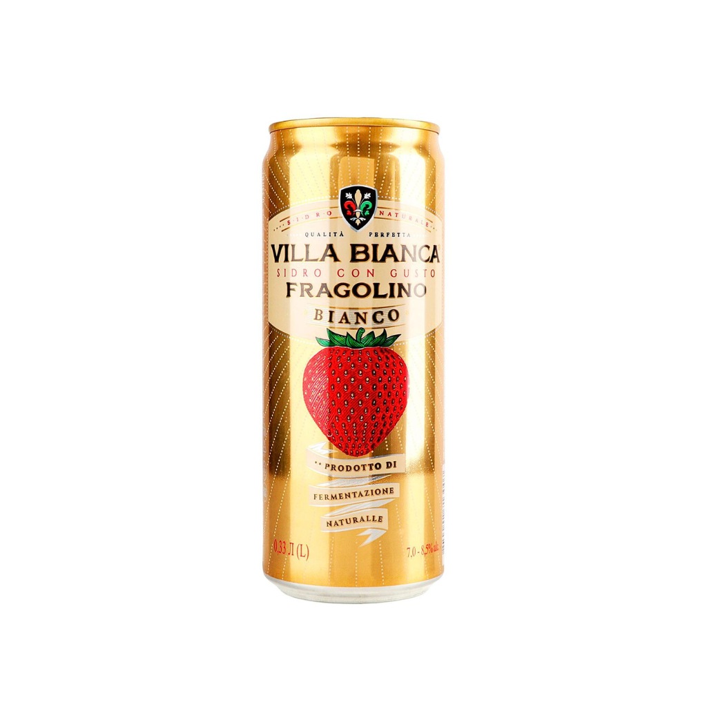 Cydr biały pasteryzowany Bianco “Villa Bianca con gusto Fragolino” puszka 330ml