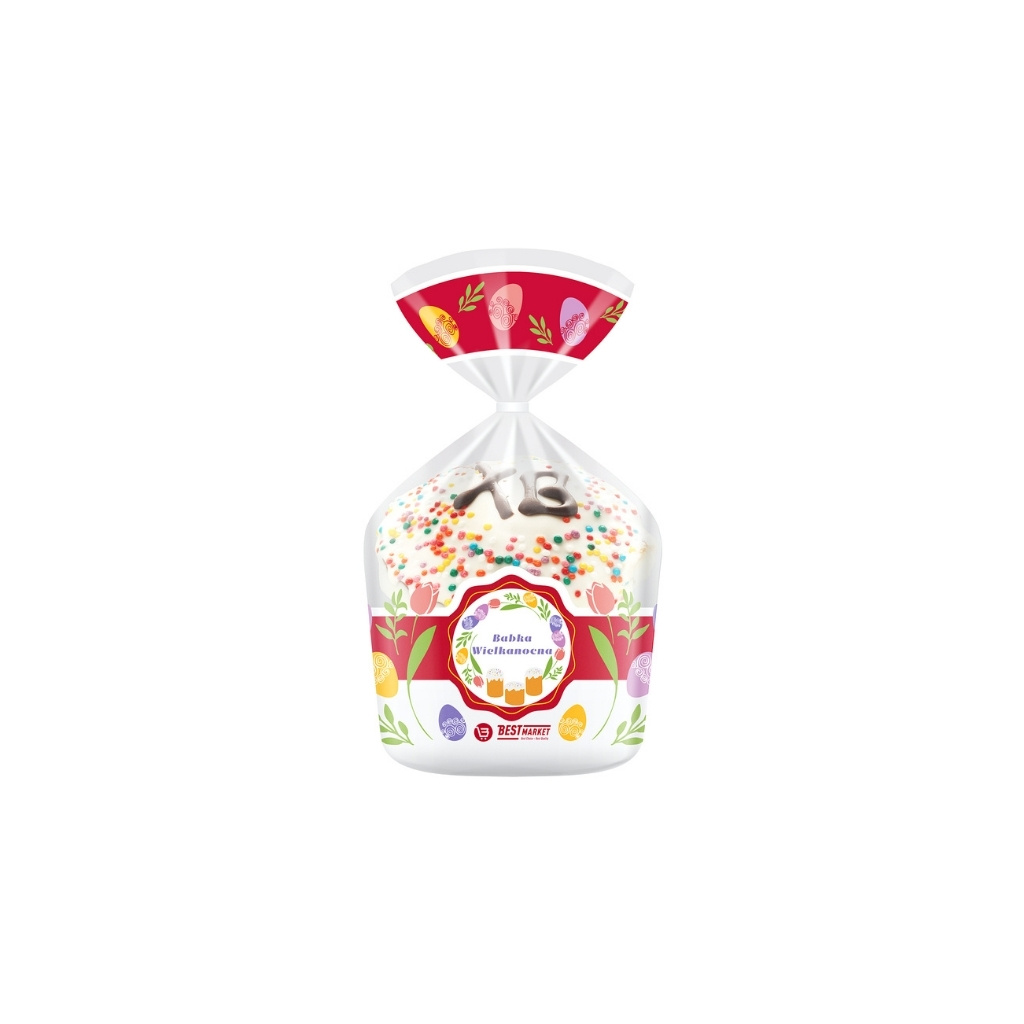 Ciasto wielkanocne z rodzynkami dekorowane cukierkami XB “Welykodnia Paska” 350g