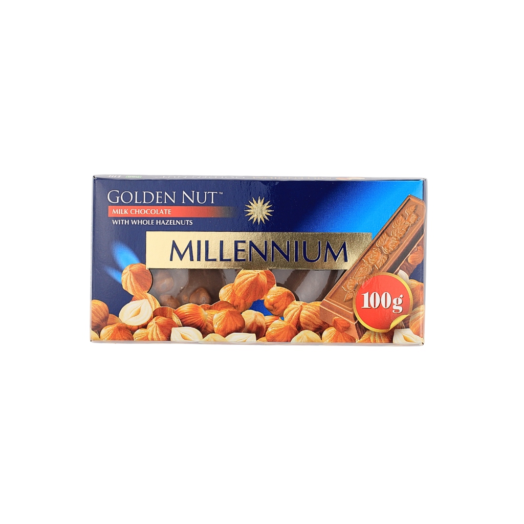 Czekolada mleczna z całymi orzechami Golden Nut “Millennium” 100g