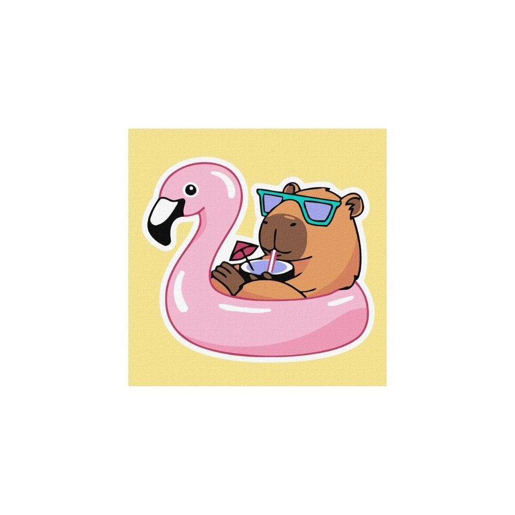 Zestaw do malowania po numerach “Kapibara na wakacjach” 40x40cm