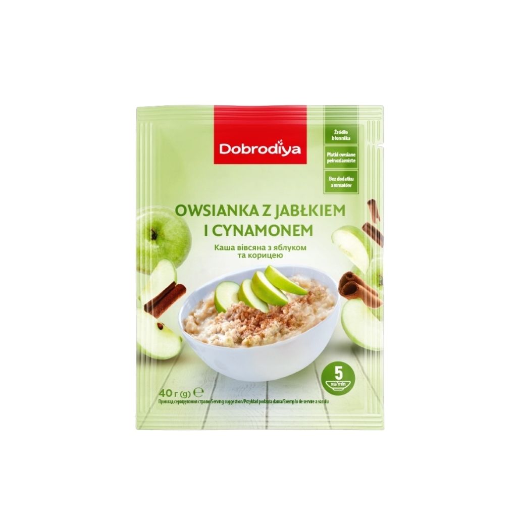Płatki owsiane blyskawiczne z jabłkiem i cynamonem “Dobrodiya” 40g